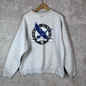 Eddie Bauer Vintage 90s Light Heather Gray Pullover Sweater Size XL